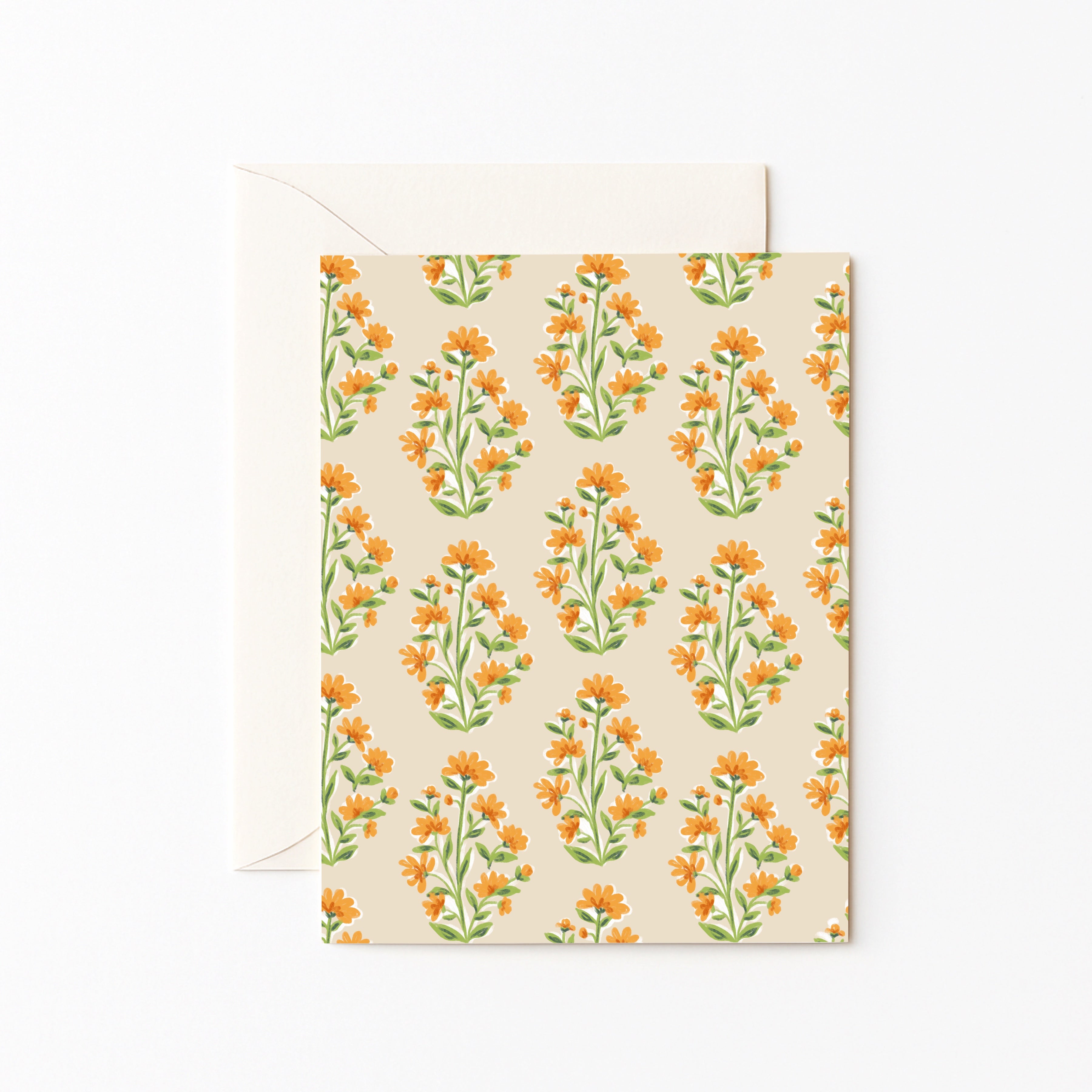 Floral Block Print Card