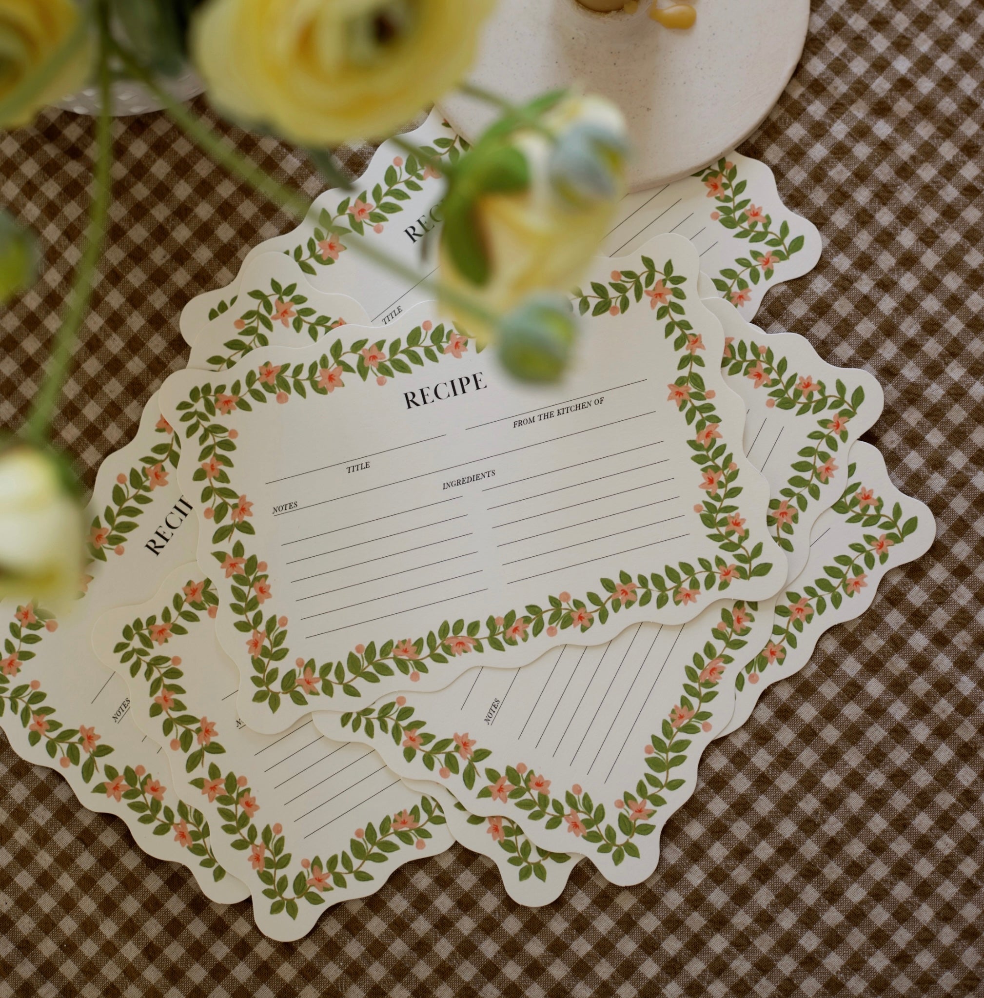 Scalloped Floral Recipe Card
