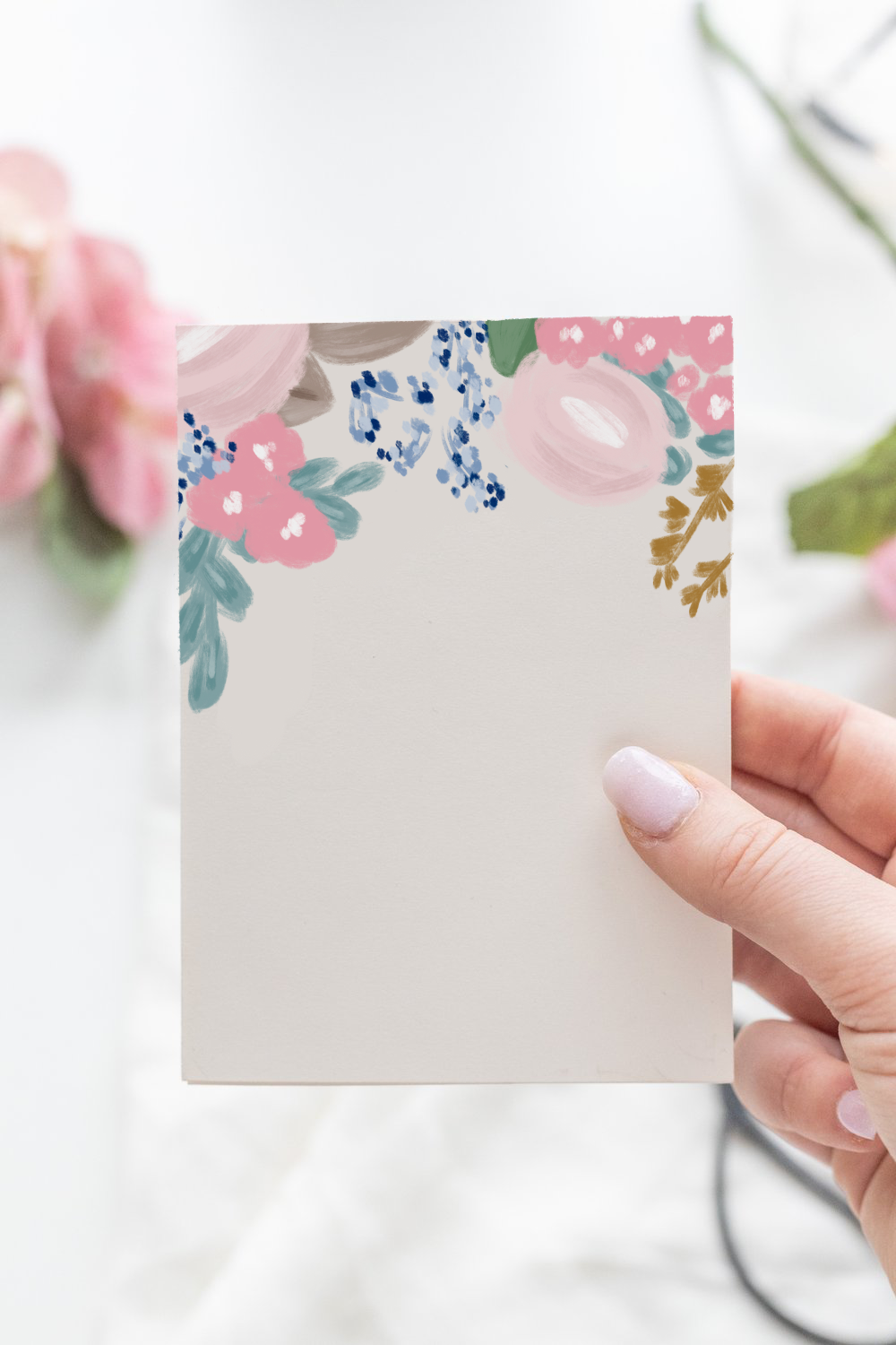 Small Blank Floral Notepad